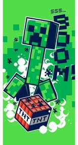 Prosop pentru copii verde din bumbac 70x140 cm Minecraft Boom – Jerry Fabrics