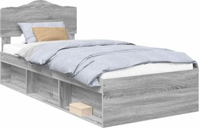 vidaXL Cadru de pat Gri Sonoma 100 x 200 cm Lemn de pin masiv