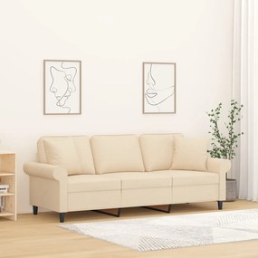 3153251 vidaXL Canapea cu 3 locuri cu perne&pernuțe crem 180 cm textil