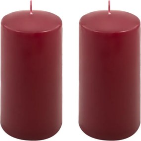 Set de lumânări cilindrice, 15 cm, Ø 7,5 cm, vișiniu, 2 buc.