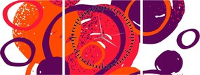 Tablou - Motiv cercuri în culori calde (cu ceas) (90x30 cm)