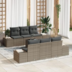 vidaXL Set de canapele pentru grădină 7 pcs Gri Rattan poli