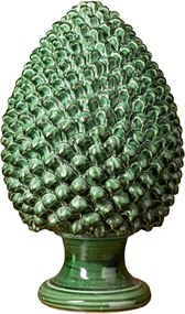 Sculptură decorativă din ceramică, formă de anghinare, verde antichizat, 40 × 24 cm, „Artichoke"