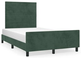 3270587 vidaXL Cadru de pat cu tăblie, verde închis, 120x190 cm, catifea