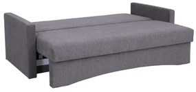 Canapea extensibilă tapițată PAUL, 3 locuri, pentru dormit zilnic, cu cotiere, gri