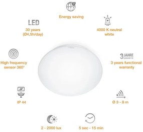 Plafonieră LED cu senzor pentru baie STEINEL 008383 RS16LED LED/9,5W/230V IP44