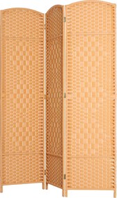 HOMCOM Paravan interior din lemn 3 panouri despărțitor pliabil pentru living dormitor 135 x 180 cm maro deschis | Aosom Romania