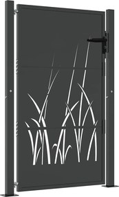 vidaXL Poartă de grădină antracit 100x125 cm oțel model iarbă
