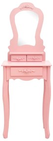 Set masă de toaletă cu taburet roz 50x59x136 cm lemn paulownia