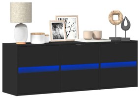vidaXL Dulap TV de perete cu lumini LED negru 130x31x45 cm