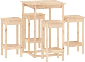 vidaXL Set mobilier de bar, 5 piese, lemn masiv de pin