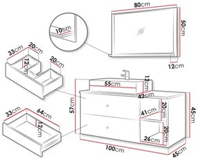 Mobilier baie Kiago I (Negru mat + Marmură Negru + auriu) . 1103947