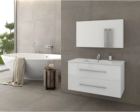 Set dulap baza suspendat alb si lavoar alb Drop Torino 90 cm
