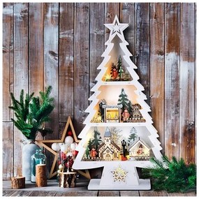 Solight 1V283 - Brăduț din lemn cu LED pentru Crăciun, 13 x LED, 2 x AA