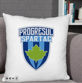 Perna Personalizata Progresul Spartac Fotbal, 40x40 cm, Alb Pufos, Husa Detasabila, Perna Inclusa, BEKZ®
