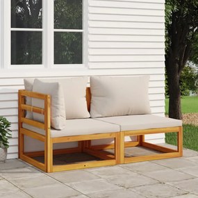 360010 vidaXL Set canapea de grădină, 2 piese, cu perne, lemn masiv de acacia