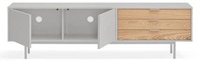 Comodă TV gri/în culoare naturală cu aspect de lemn de stejar 180x52 cm Sierra – Teulat