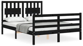 3194310 vidaXL Cadru de pat cu tăblie, negru, 120x200 cm, lemn masiv