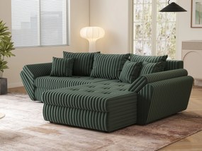 Colțar extensibil dumonde cu ladă de depozitare si sezut confortabil din spuma high-density, Loana Ambience Green II 270x185 cm