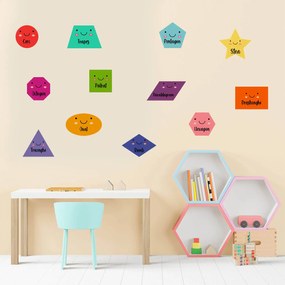 Set stickere educative pentru perete - Formele geometrice vesele