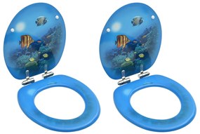 vidaXL Scaune WC, capac silențios, 2 buc., MDF, model maritim