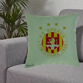Perna Personalizata FC Ripensia Timisoara 1928, 40x40 cm, Verde, Husa Detasabila, Perna Inclusa, BEKZ®