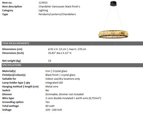 Candelabru design LUX Vancouver L, diam.91cm 113913 HZ
