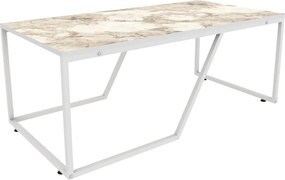 Masuta cafea Wendy, alb cu efect de marmura, PAL melaminat, 120x60x48