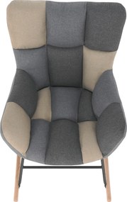 Scaun balansoar design, patchwork/gri/bej, KEMARO