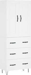 vidaXL Dulap înalt, alb, 69,5x34x180 cm, lemn compozit