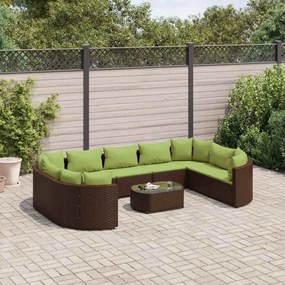vidaXL Set canapele de grădină cu perne, 10 piese, maro, poliratan