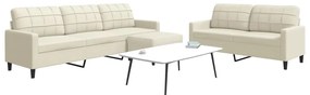 vidaXL Set de canapele cu perne, 3 piese, crem, catifea