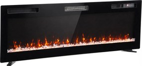 HOMCOM Șemineu electric 153 cm, încastrabil/de perete/de podea, ultrasubțire 8,3 cm, cu telecomandă, 900/1800 W, timer, negru | Aosom Romania