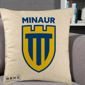 Perna Personalizata Minaur Baia Mare Fotbal, 40x40 cm, Bej, Husa Detasabila, Perna Inclusa, BEKZ®
