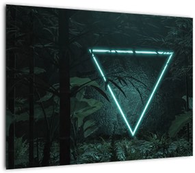 Tablou pe sticlă - Triunghi de neon în junglă (70x50 cm)