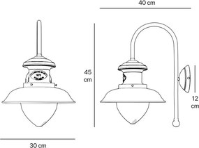 Aplica de perete stil nautic din alama si sticla Al Mare