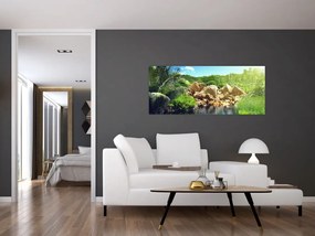 Tablou cu lac în jungla din Seychelles (120x50 cm)