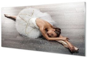 Tablouri pe sticlă Femeie rochie albă balerină