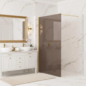 Paravan de dus fumuriu Rea Flexi Brown 90 cm auriu