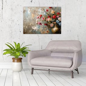Tablou pe sticlă - Vaza de flori (70x50 cm)