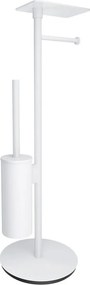 Suport hartie freestanding Omnires Modern Project cu spatiu pentru perie si raft finisaj alb mat