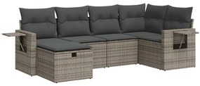 3325486 vidaXL Set mobilier grădină cu perne, 6 piese, gri, poliratan