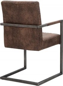 Scaun cu brate design retro Big Aston microfibra maro vintage