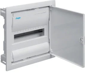 Tablou 12 module cu usa metalica, montaj incastrat(ST), alb, usa mata alba, Hager