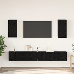 vidaXL Dulap pentru TV pe Perete 6 pcs Stejar negru Lemn compozit