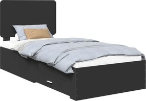 vidaXL Cadru de pat cu headboard Negru 100 x 200 cm Lemn compozit