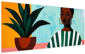Tablou - Femeie cu floare (120x50 cm)