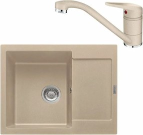 Set chiuveta bucatarie compozit Franke Maris Avena 1 cuva cu picurator 62x50 cm finisaj bej mat plus baterie