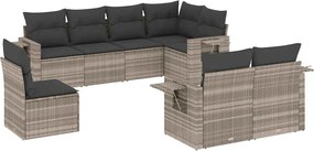 vidaXL Set mobilier de grădină cu perne, 8 piese gri deschis poliratan