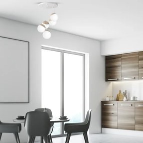 Lustră pe cablu SFERA WOOD 5xE14/40W/230V alb